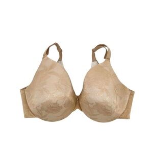 Cacique Size 40DD Bra Lightly Lined Full Coverage Metallic Taupe Lace Overlay